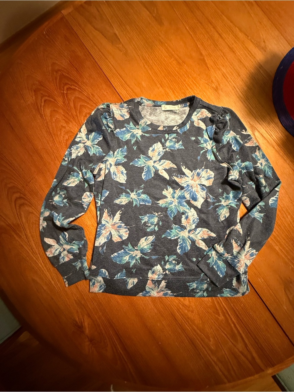 Floral Crewneck Sweater - Dark Navy